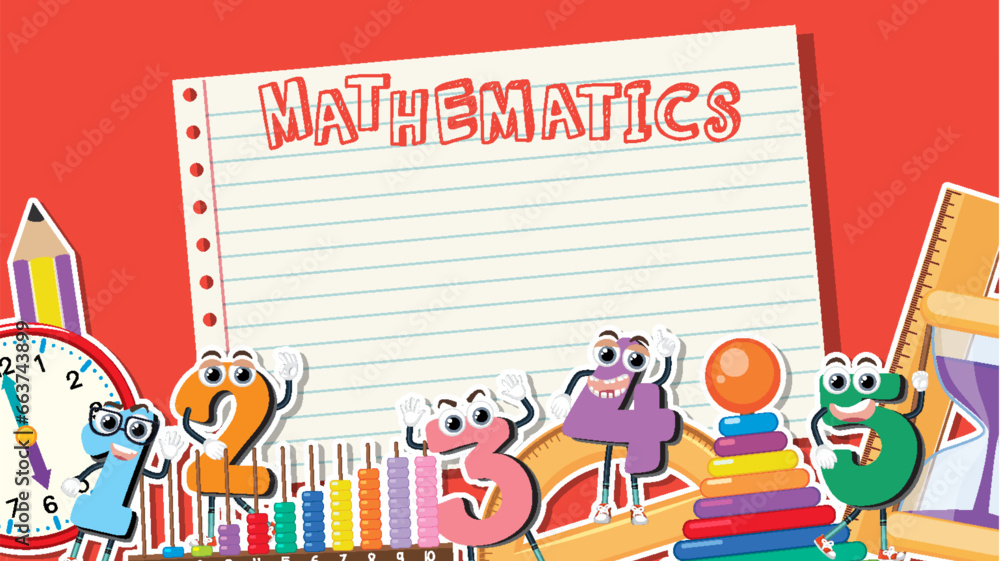 Obraz premium Math-themed Notebook Template with Vector Illustration