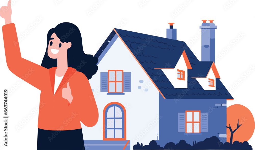 Hand Drawn Real estate agent character in flat style Hand Drawn Real estate agent character in flat style