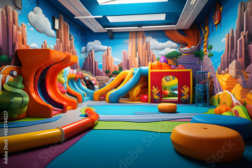 Wallpaper Mural A Kids Playroom with Colorful Interactive Wall Art. Torontodigital.ca