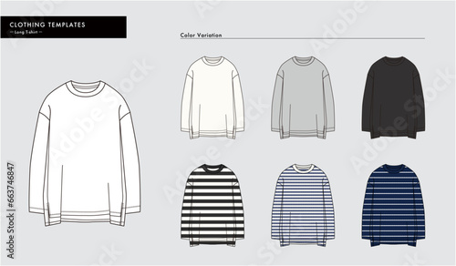Tシャツ　絵型イラスト　テンプレート　おしゃれ　カラーバリエーション　Clothing illustration Template fashionable color variation