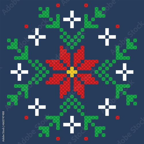 seamless pattern with christmas. tribal pattern. local fabric pattern. pixel pattern. cross stitch	
