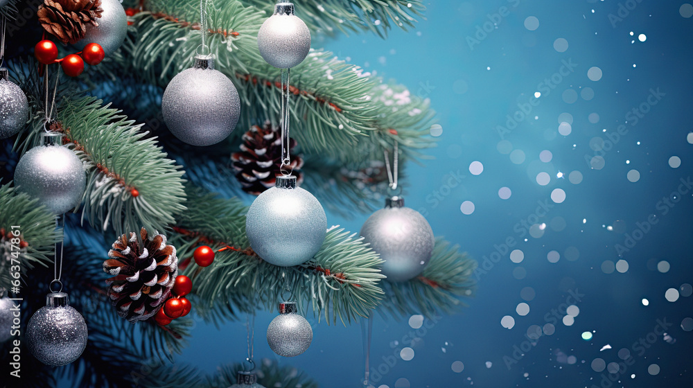 Fototapeta premium Merry Christmas and Happy New Year. Christmas card background