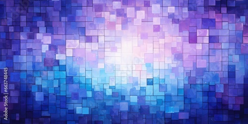 Digital blue and purple mosaic square abstract graphic poster
