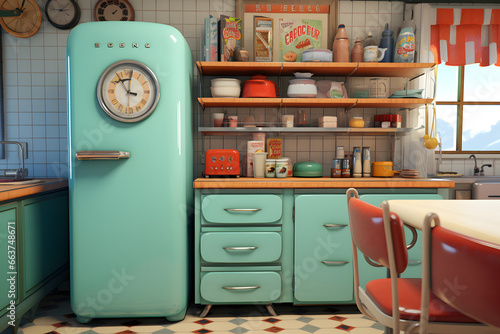 Vintage-inspired kitchen with retro appliances