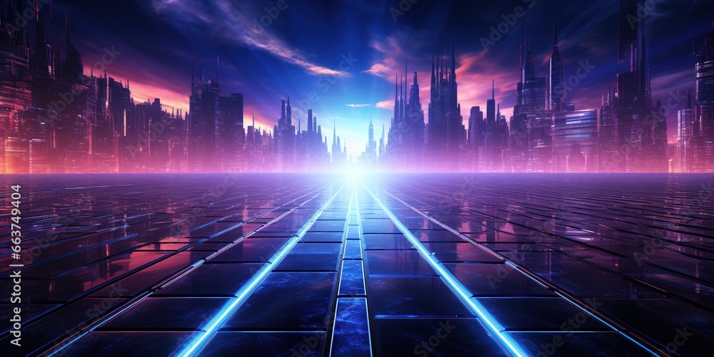 Future technology line background and light effect, cyberpunk style background material with a sense of technology