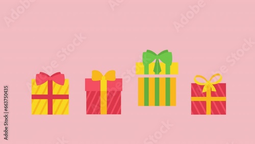 Set of different color ribbon bows on Gifts flat design vector animation for greeting decorate holidays merry Christmas, Happy New Year, Happy Birthday, Valentine's and Wedding ceremony.