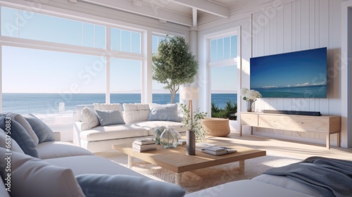 Coastal style home interior design of modern living room © panu101