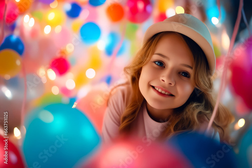 Young girl wearing hat and smiling for the camera.