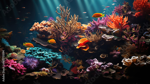 Generative ai illustration of Reef tank marine aquarium