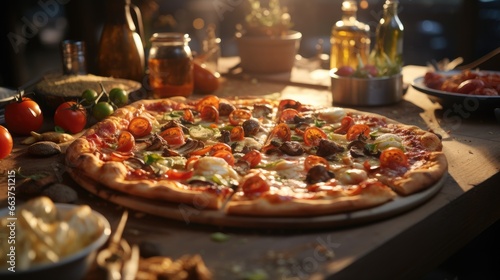 Fresh Homemade Italian Pizza with buffalo mozzarella and basil.