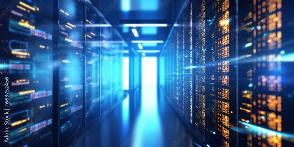 Obraz premium photo of a technologically advanced server data room generative AI