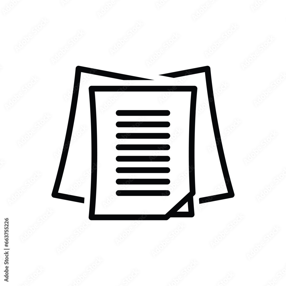 Black line icon for paper Black line icon for paper