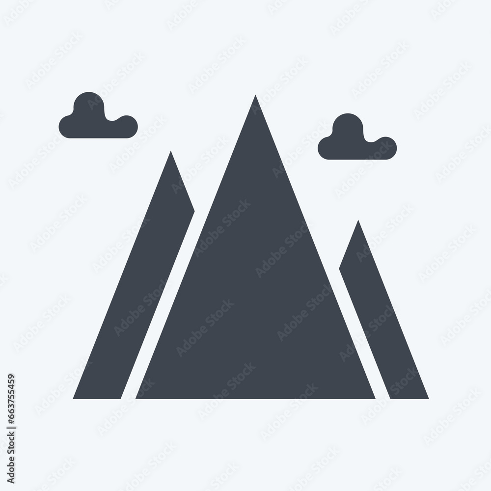 Icon Mountain. suitable for Summer symbol. glyph style. simple design editable. design template vector. simple illustration Icon Mountain. suitable for Summer symbol. glyph style. simple design editable. design template vector. simple illustration