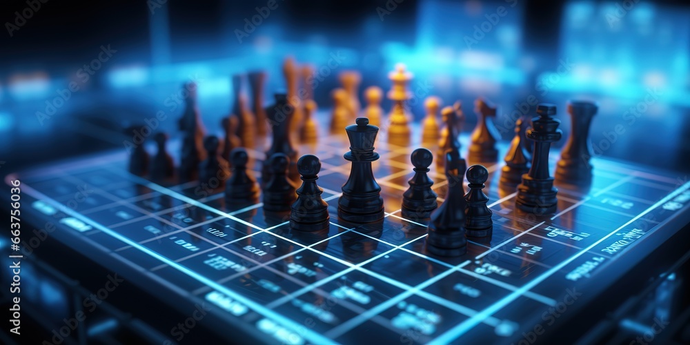 chess pawns in photo on black background. generative AI chess pawns in photo on black background. generative AI