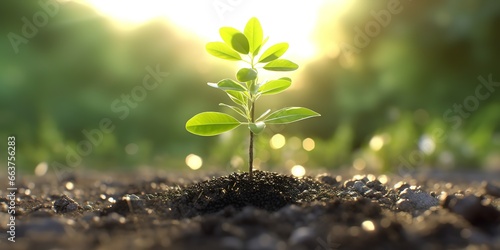 a small tree growing on fertile soil. generative AI