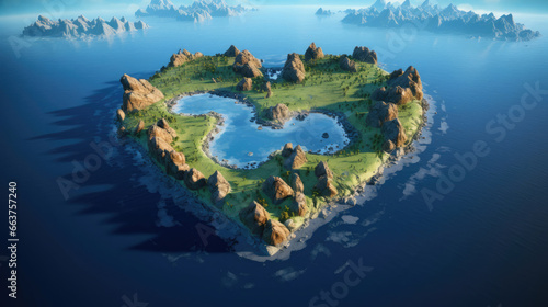 heart shaped island in the sea