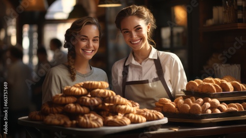 Joyful Female Baker Seller in 3D Bakery Scene