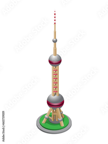 Photography Pearl Oriental Tower China Landmark Building Isometric Vector