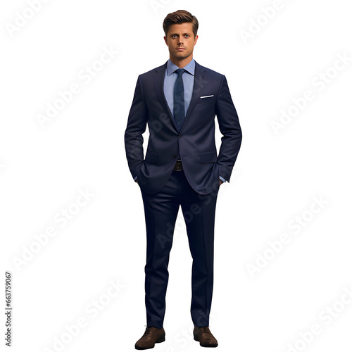 Caucasian man in navy blue suit, on transparent background, White man, png file, isolated, white background with generative ai