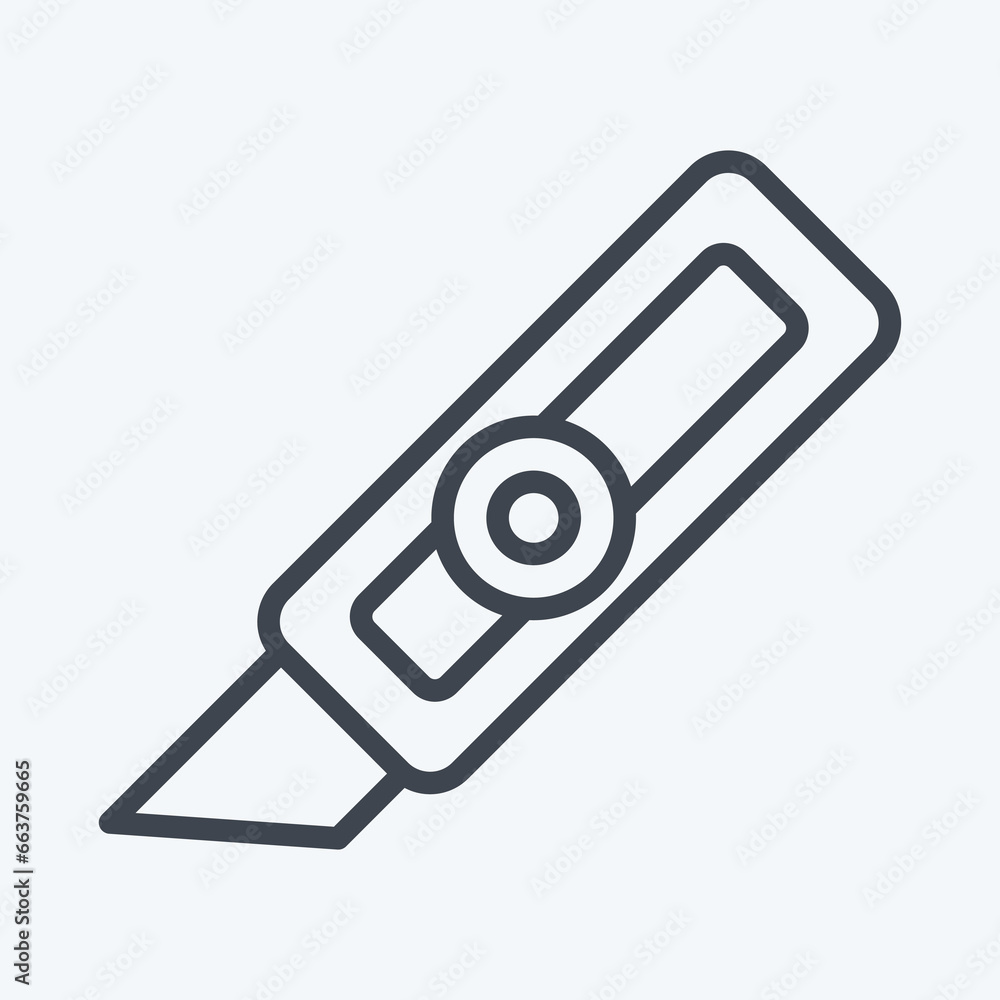 Icon Cutter Knife. suitable for Paint Art Tools symbol. line style. simple design editable. design template vector. simple illustration Icon Cutter Knife. suitable for Paint Art Tools symbol. line style. simple design editable. design template vector. simple illustration