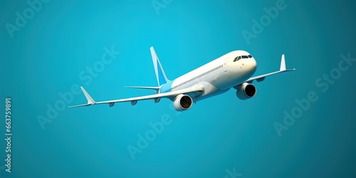 airplane illustration on blue background. Generative AI