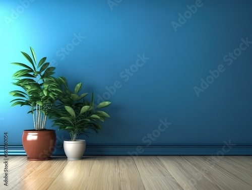plants in a decorative house with empty space on the side. generative AI