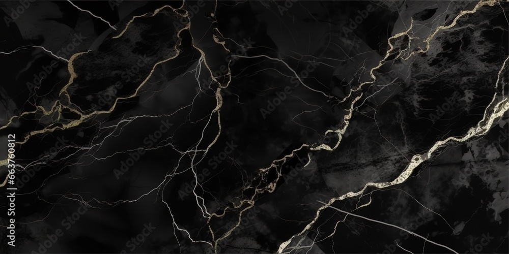 black marble with gold veined pattern. Generative AI black marble with gold veined pattern. Generative AI