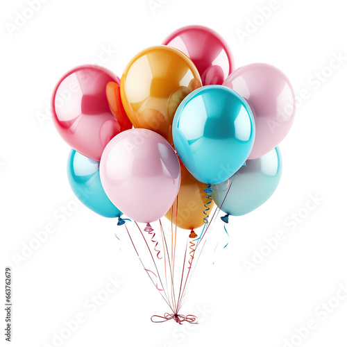 Fotografia Globos de colores de cumpleaños o celebracion aislados sobre fondo transparente