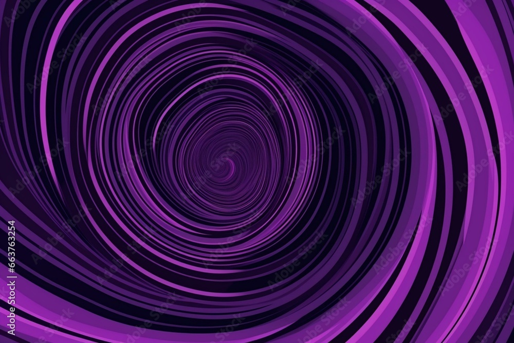 Abstract background with concentric lines pattern in shades of black and purple. Generative AI