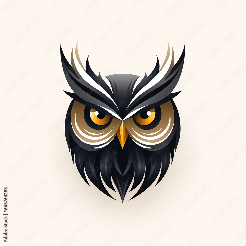 minimalistic logo emblem tattoo with an owl head on white isolated background minimalistic logo emblem tattoo with an owl head on white isolated background
