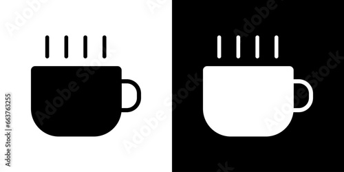 Cup black. Flat cup tea or coffee for web and app design. Cups of coffee.