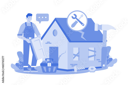 The man has repaired the old house for rent