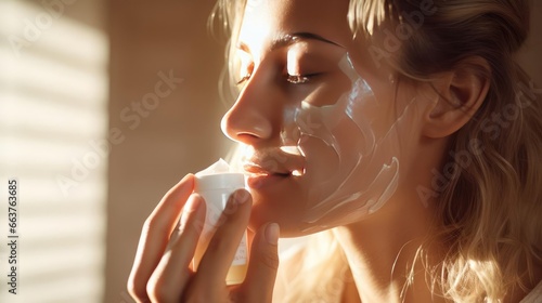 Young beautiful woman with cream