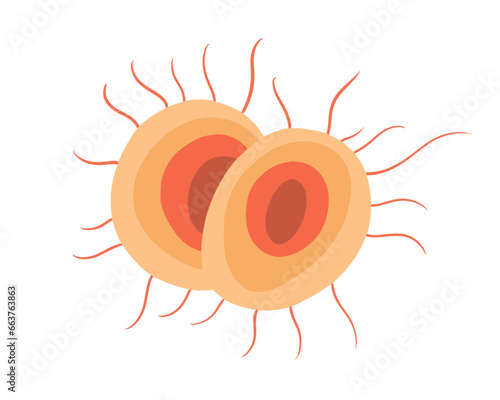 Vector isolated illustration of gonorrhea pathogen under a microscope. Gonorrhea bacteria. Сausative agent of gonorrhea.