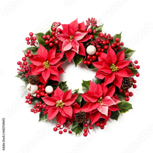 Christmas wreath isolated on transparent white background