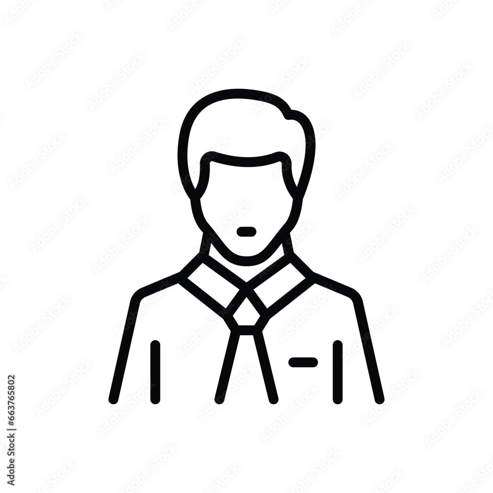 Black line icon for employee 