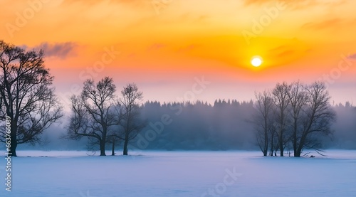 Winter Landscape at Dusk or Dawn © Eggy