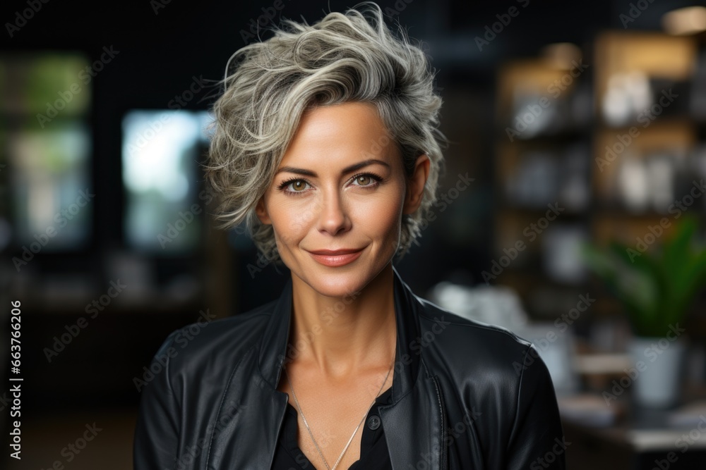 Portrait of blond young adult Caucasian business woman in the office Portrait of blond young adult Caucasian business woman in the office