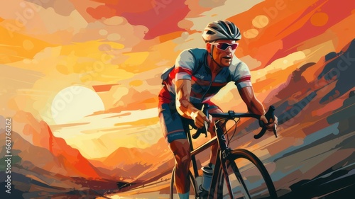 Race Bicycles in Flat Style Artwork