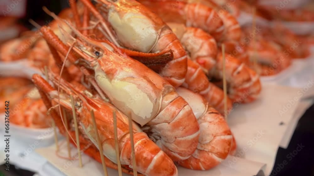 close up shot of Grilled Shrimp for sale in Thailand close up shot of Grilled Shrimp for sale in Thailand