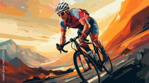 Colorful Cyclist Illustration for Sports