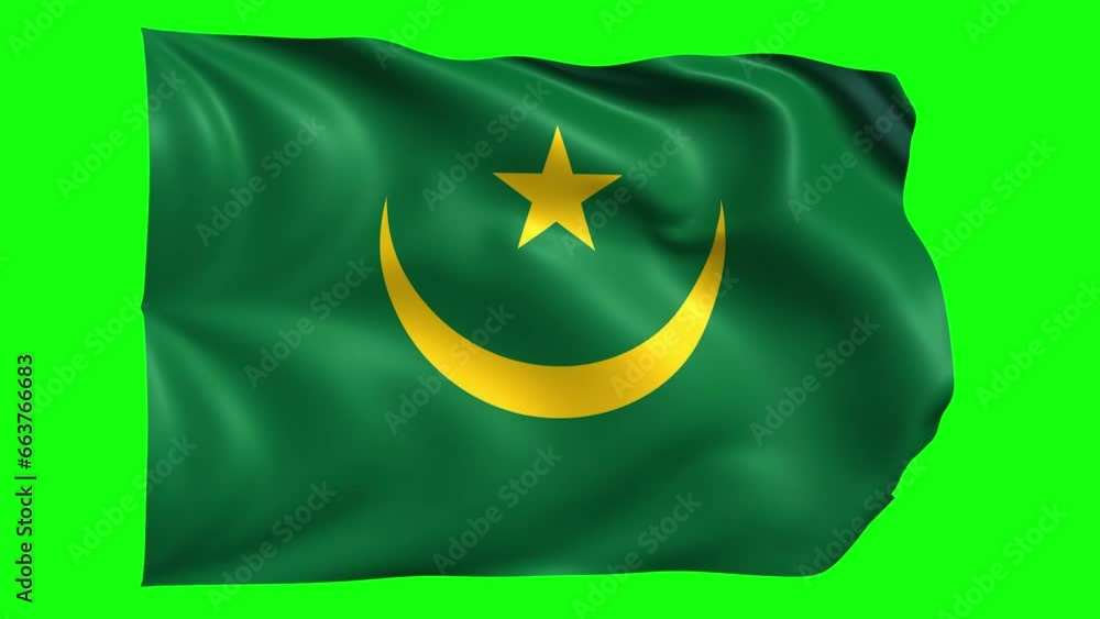 Mauritania animated flag on green screen