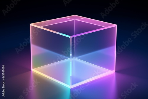 Glowing rectangular prism for your screens. Generative AI photo