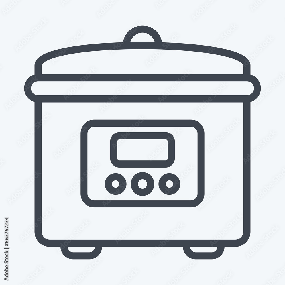 Icon Rice Cooker. suitable for Kitchen Appliances symbol. line style. simple design editable. design template vector. simple illustration Icon Rice Cooker. suitable for Kitchen Appliances symbol. line style. simple design editable. design template vector. simple illustration