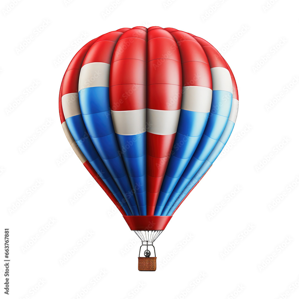 Naklejka premium Red blue hot air balloon isolated on transparent background