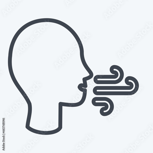 Icon Difficulty Breathing. suitable for flu symbol. line style. simple design editable. design template vector. simple illustration