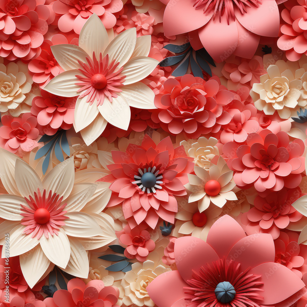 Papercut floral 3d plants flowers repeat pattern Papercut floral 3d plants flowers repeat pattern
