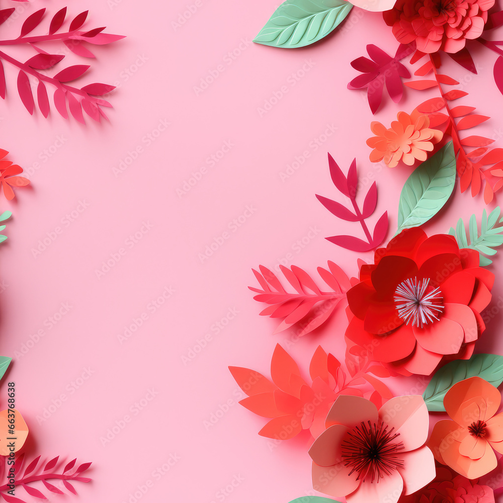 Papercut floral 3d plants flowers repeat pattern Papercut floral 3d plants flowers repeat pattern