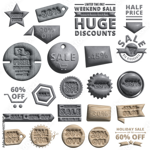 Sale 3D Icons Set.