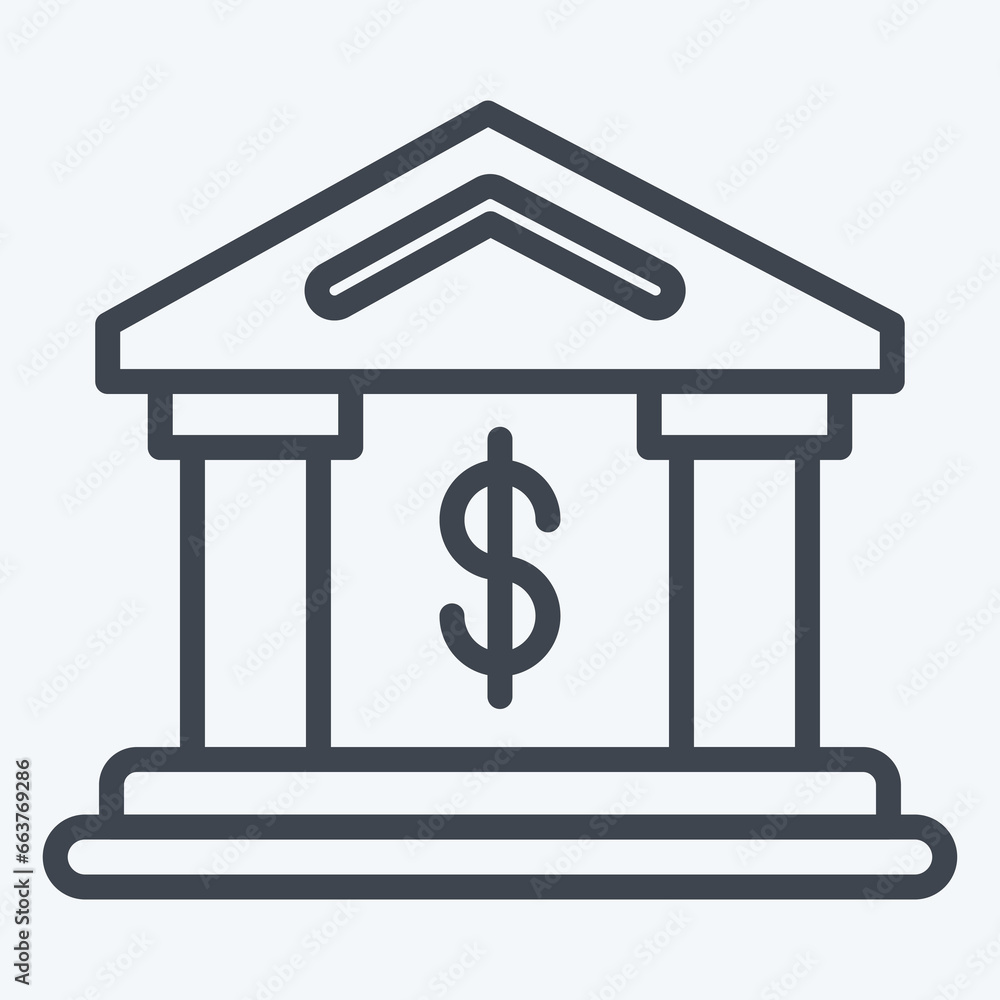 Icon Bank. suitable for education symbol. line style. simple design editable. design template vector. simple illustration Icon Bank. suitable for education symbol. line style. simple design editable. design template vector. simple illustration